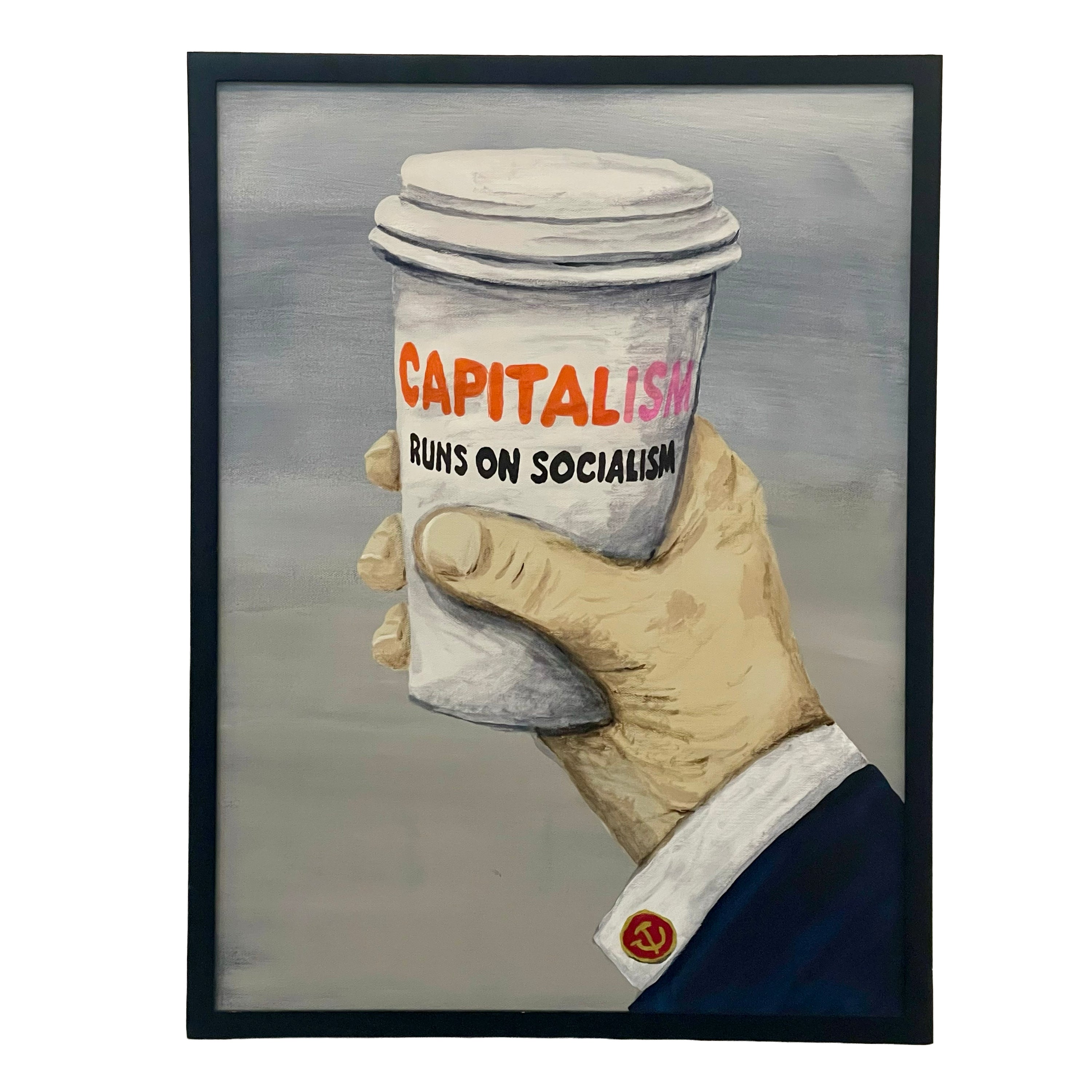 Capitalism Runs on Socialism, 2025, 18X24 inch acrylic on canvas